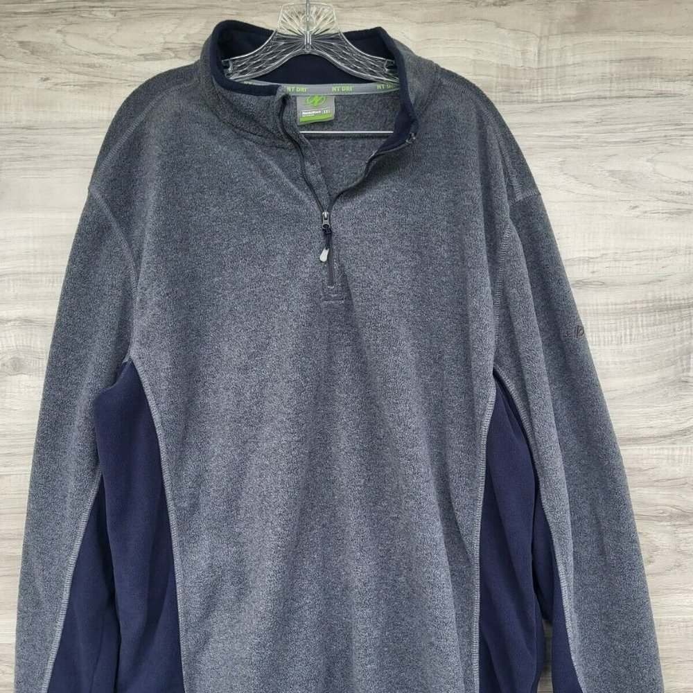 Nordic Track Men's XXL NT Dri Fleece Jacket Quarter-Zip Blue And Gray Pullover